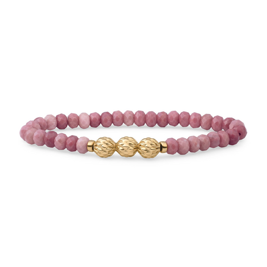 Bracelet | Pink Rhodonite 6mm fuse beads | gold plated