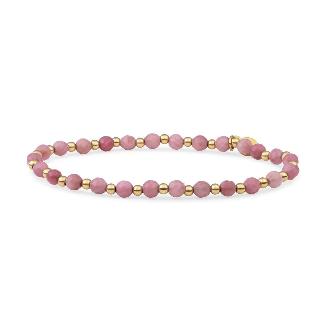 Bracelet | Pink Rhodonite Interstellar - Gold 3mm