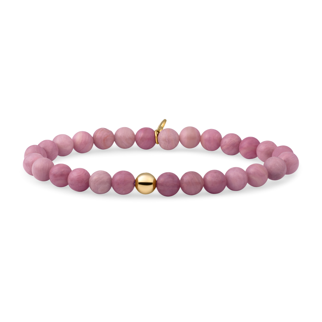 Bracelet - Pink Rhodonite Saturn large - Gold 6mm