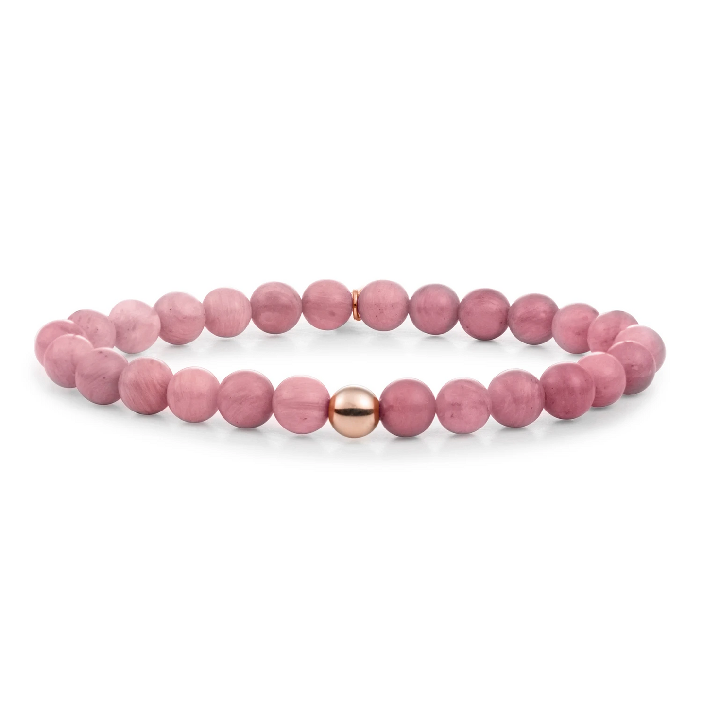 Bracelet | Pink Rhodonite Saturn large - Rose gold 6mm