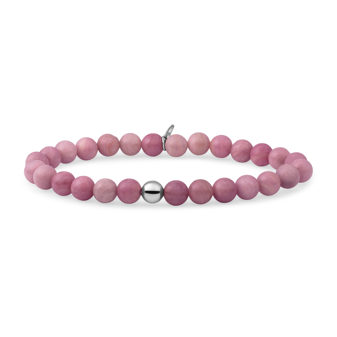 Bracelet - Pink Rhodonite Saturn large - Silver 6mm