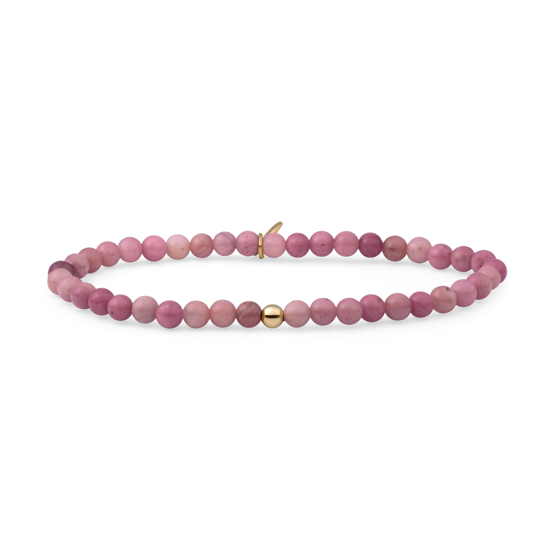 Bracelet | Pink Rhodonite Saturn small - Gold 4mm