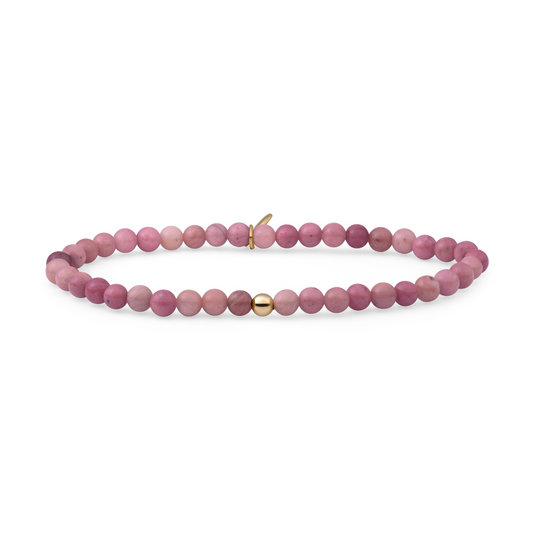 Bracelet | Pink Rhodonite Saturn small - Gold 4mm