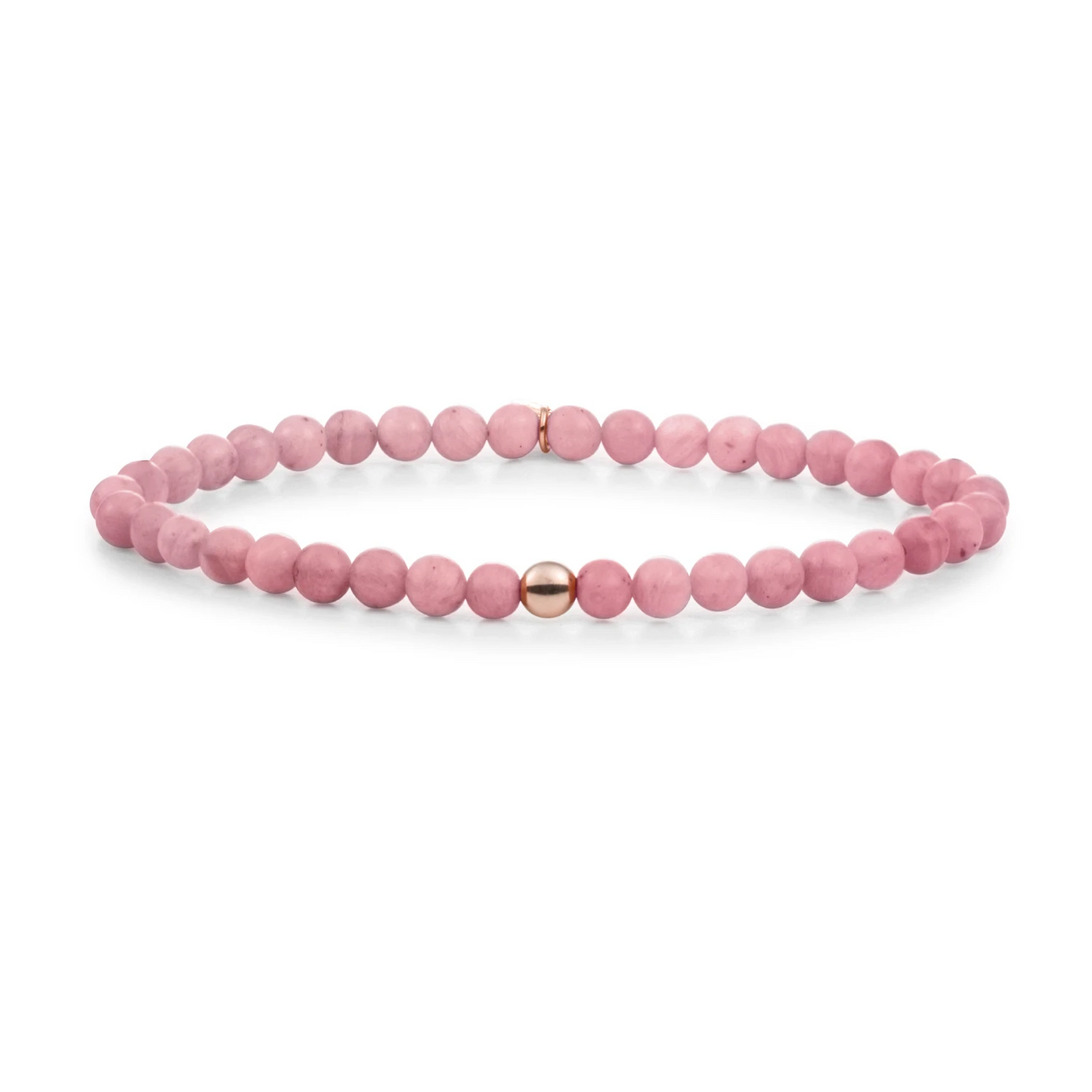 Bracelet | Pink Rhodonite Saturn small - Rose gold 4mm