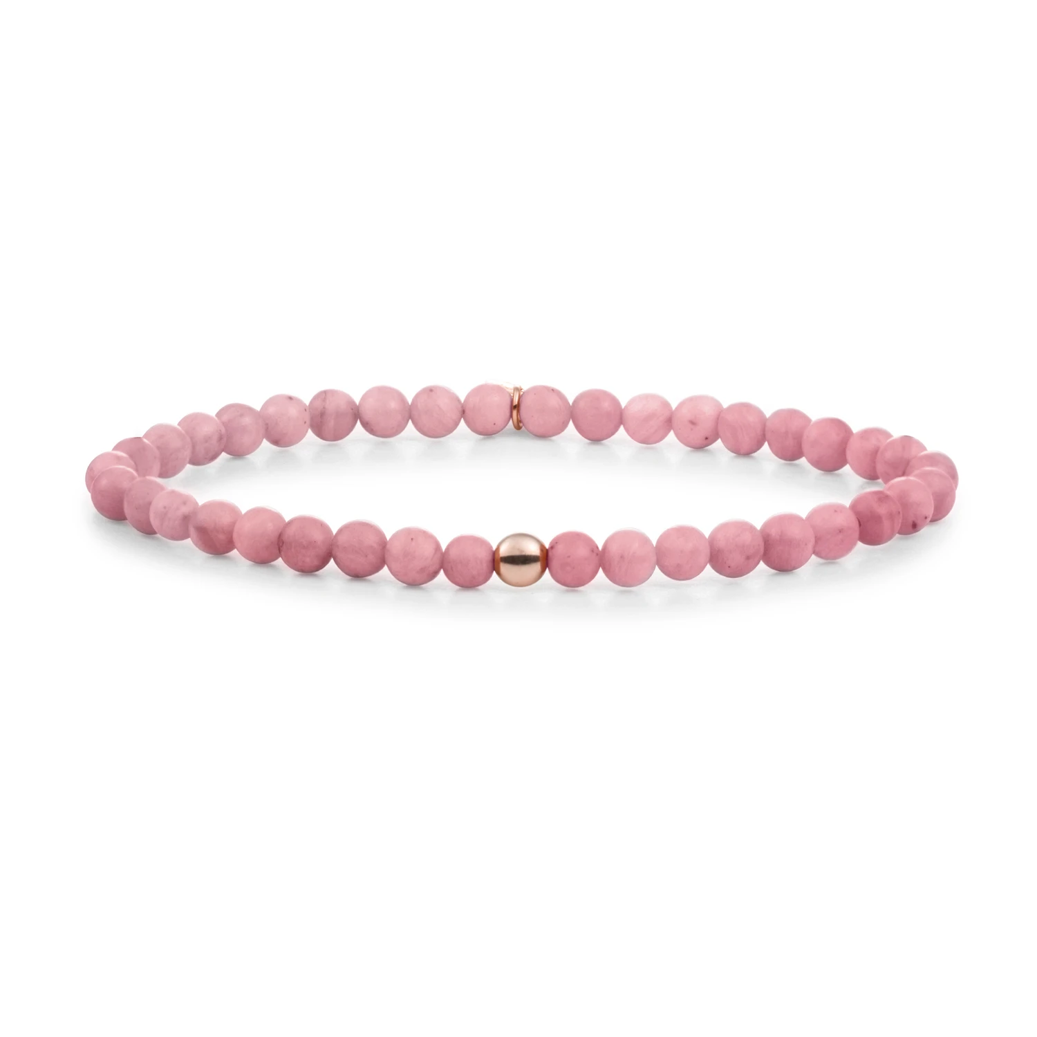 Bracelet | Pink Rhodonite Saturn small - Rose gold 4mm
