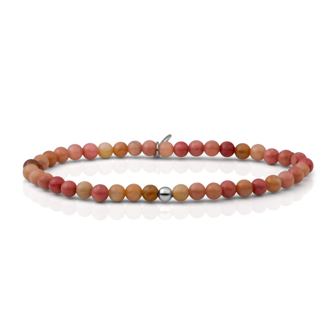 Bracelet | Pink Rhodonite Saturn small - Silver 4mm
