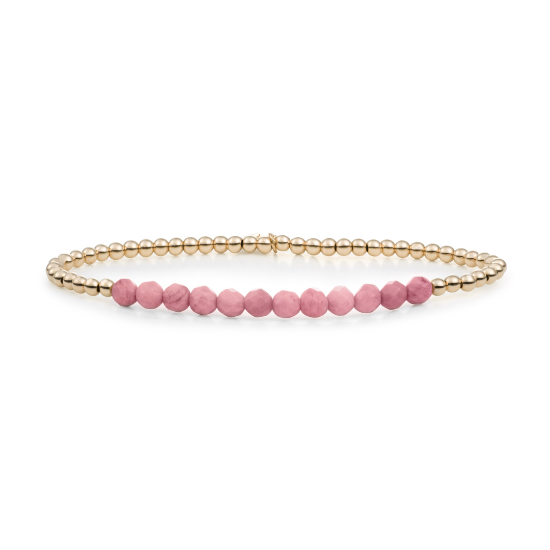 Bracelet - Pink Rhodonite Universe - Gold 3mm