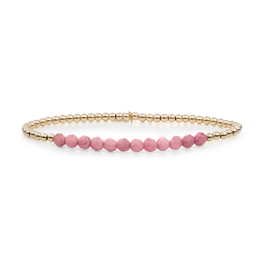 Bracelet - Pink Rhodonite Universe - Gold 3mm