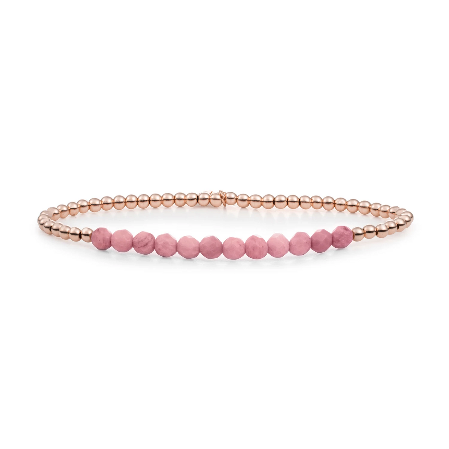 Bracelet - Pink Rhodonite Universe - Rose Gold 3mm