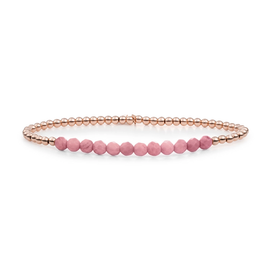 Bracelet - Pink Rhodonite Universe - Rose Gold 3mm