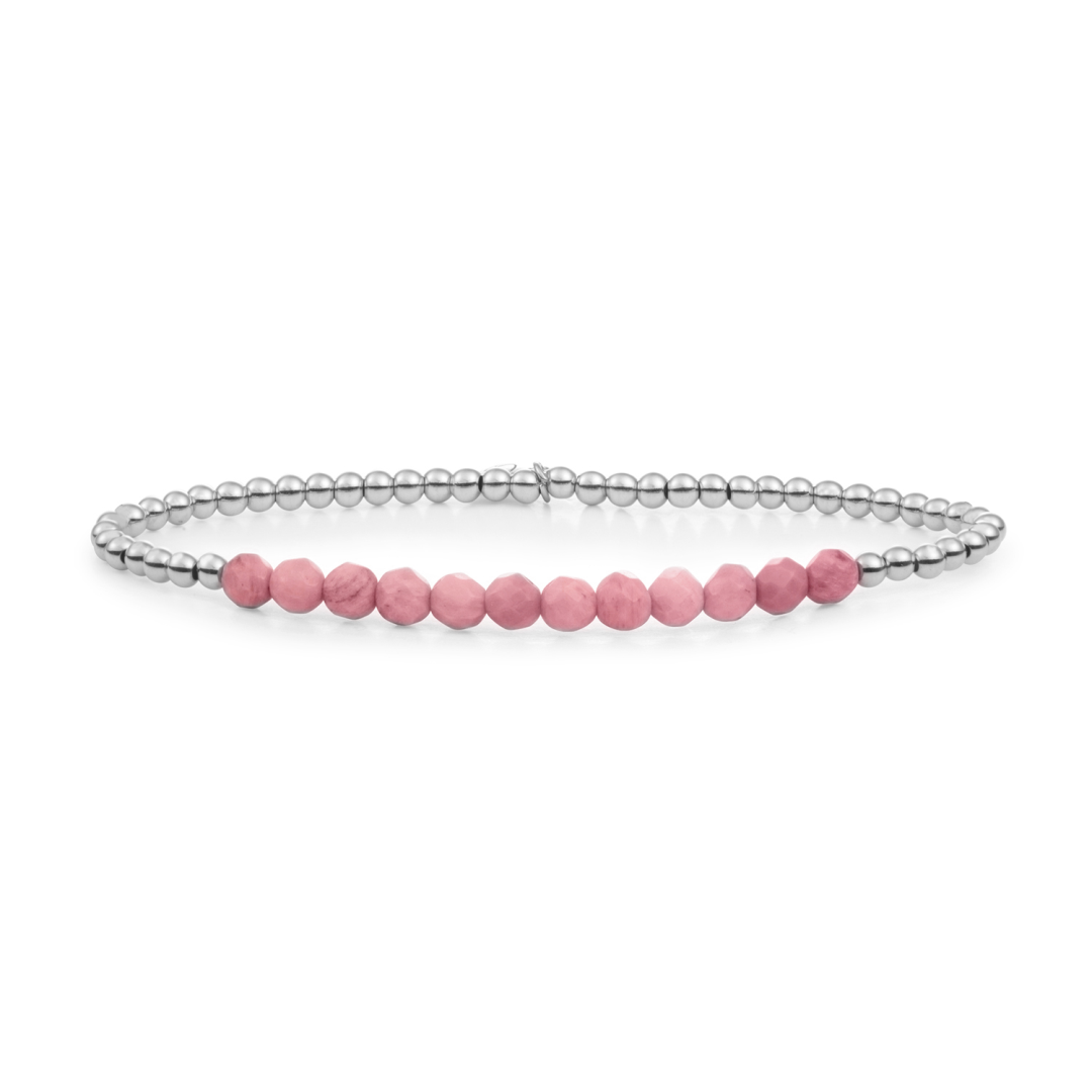 Bracelet - Pink Rhodonite Universe - Silver 3mm