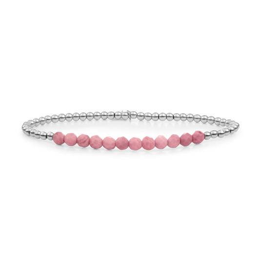 Bracelet - Pink Rhodonite Universe - Silver 3mm