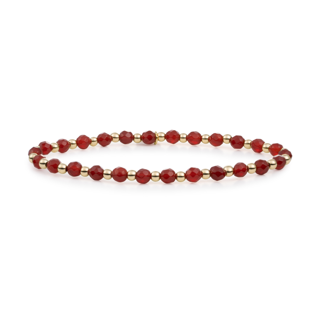 Bracelet - Red Agate Interstellar - Gold 3mm