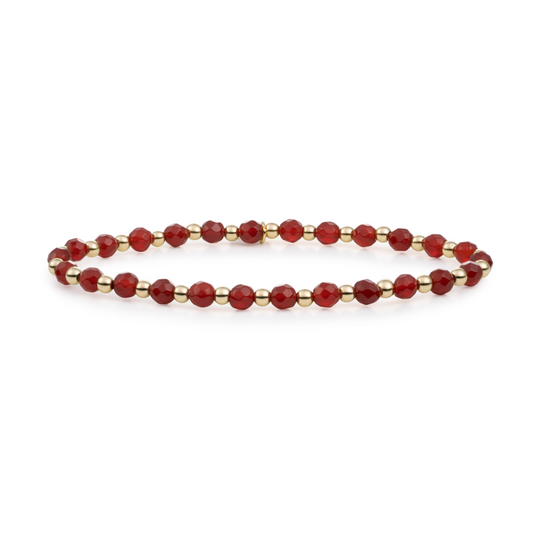 Bracelet - Red Agate Interstellar - Gold 3mm