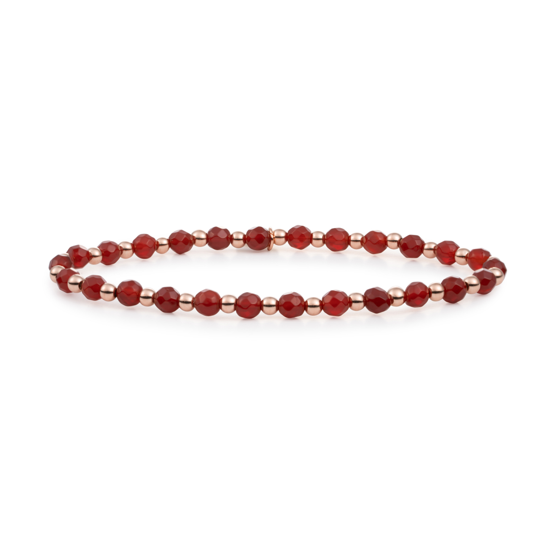 Bracelet - Red Agate Interstellar - Rose Gold 3mm