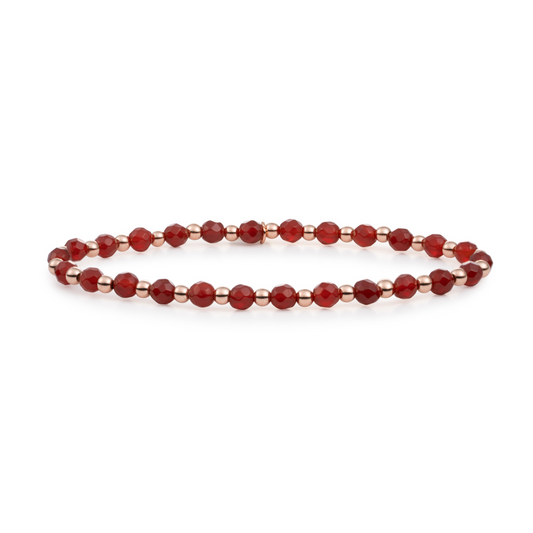 Bracelet - Red Agate Interstellar - Rose Gold 3mm