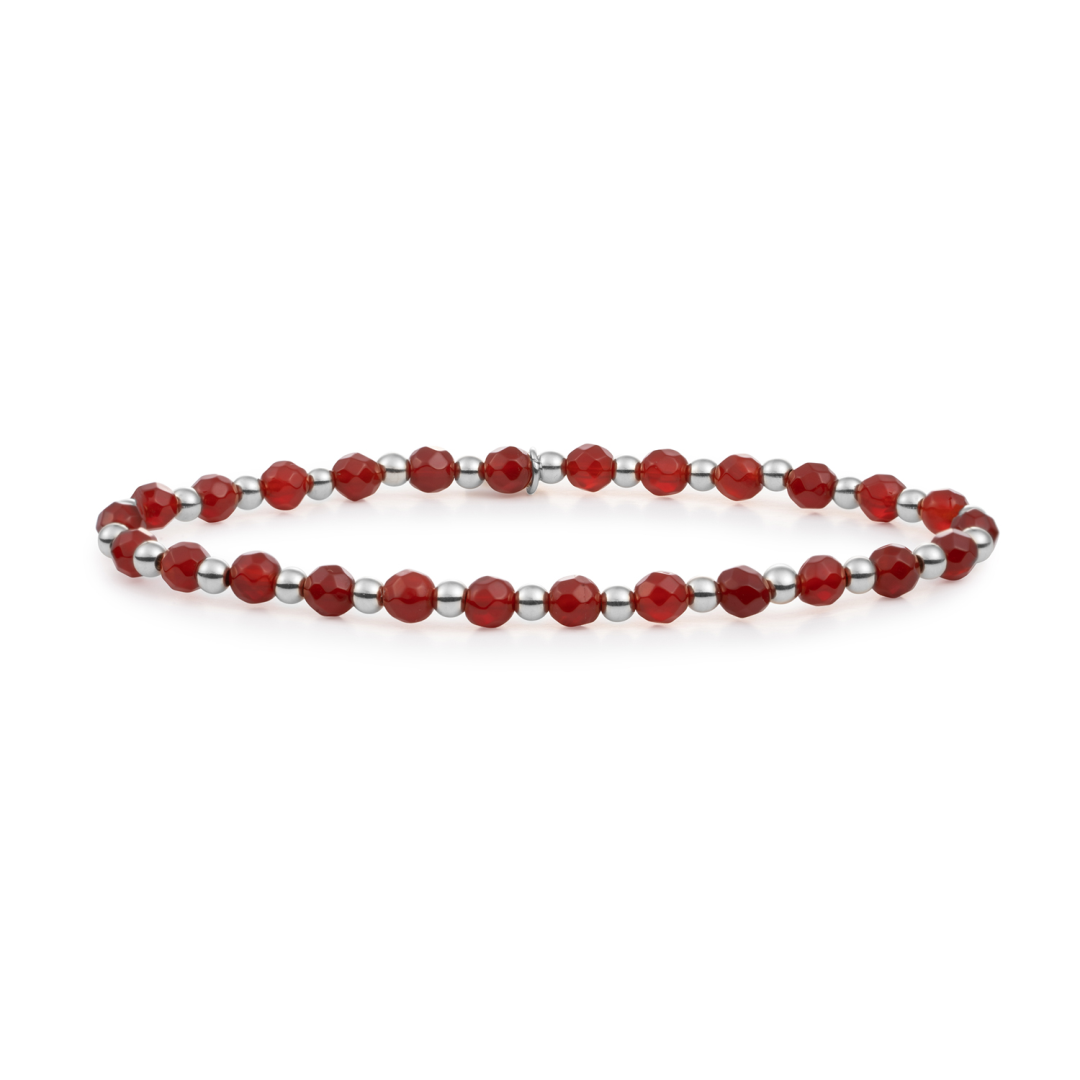 Bracelet - Red Agate Interstellar - Silver 3mm