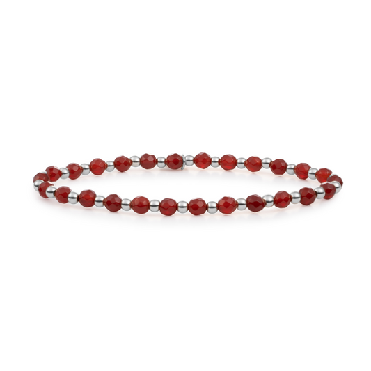 Bracelet - Red Agate Interstellar - Silver 3mm