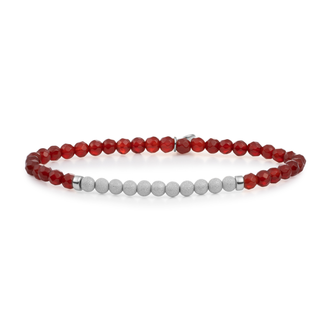 Bracelet - Red Agate Lightyear - Silver Champagne