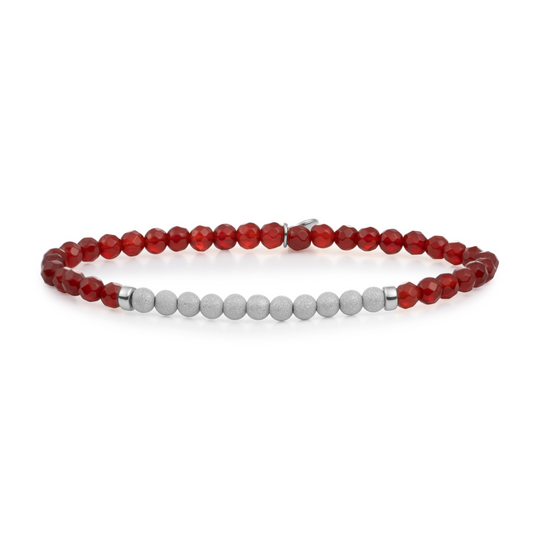Bracelet - Red Agate Lightyear - Silver Champagne