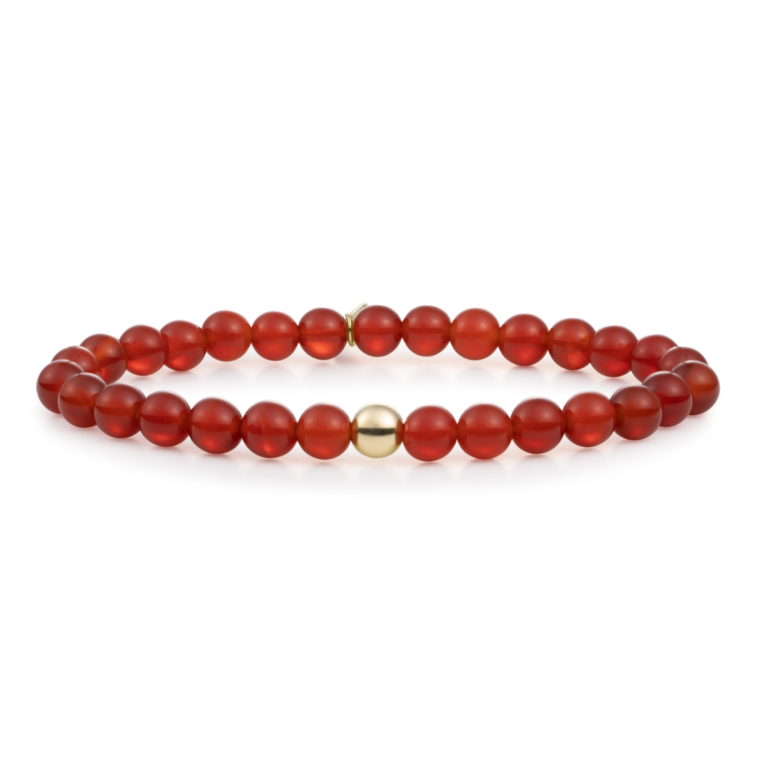 Bracelet - Red Agate Saturn large - Gold 6mm