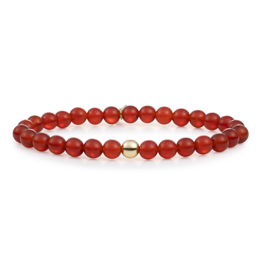 Bracelet - Red Agate Saturn large - Gold 6mm