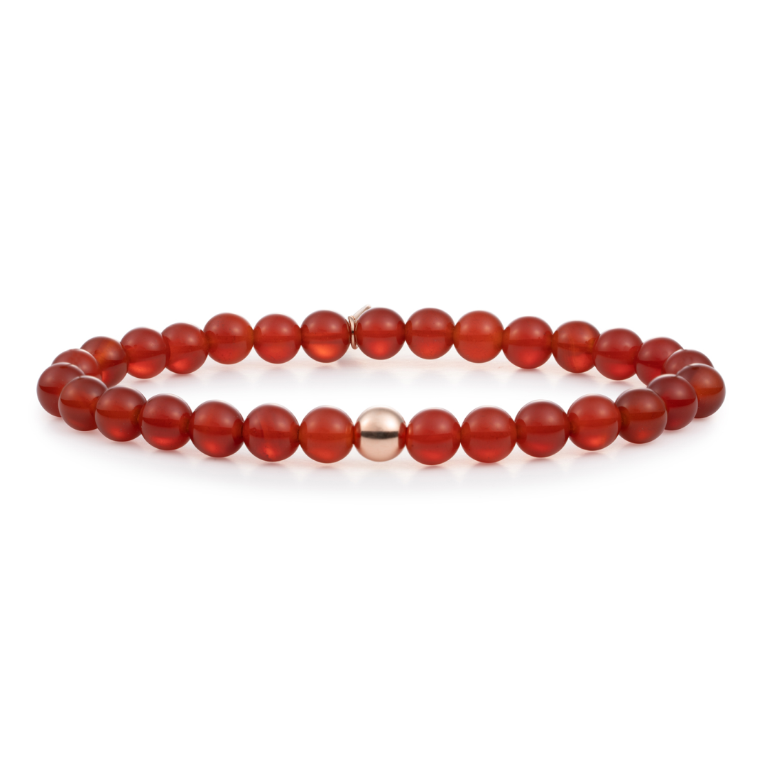 Bracelet - Red Agate Saturn large - Rose Gold 6mm