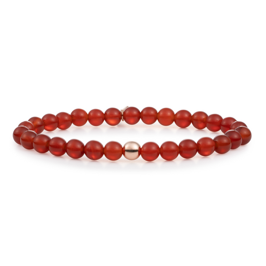 Bracelet - Red Agate Saturn large - Rose Gold 6mm
