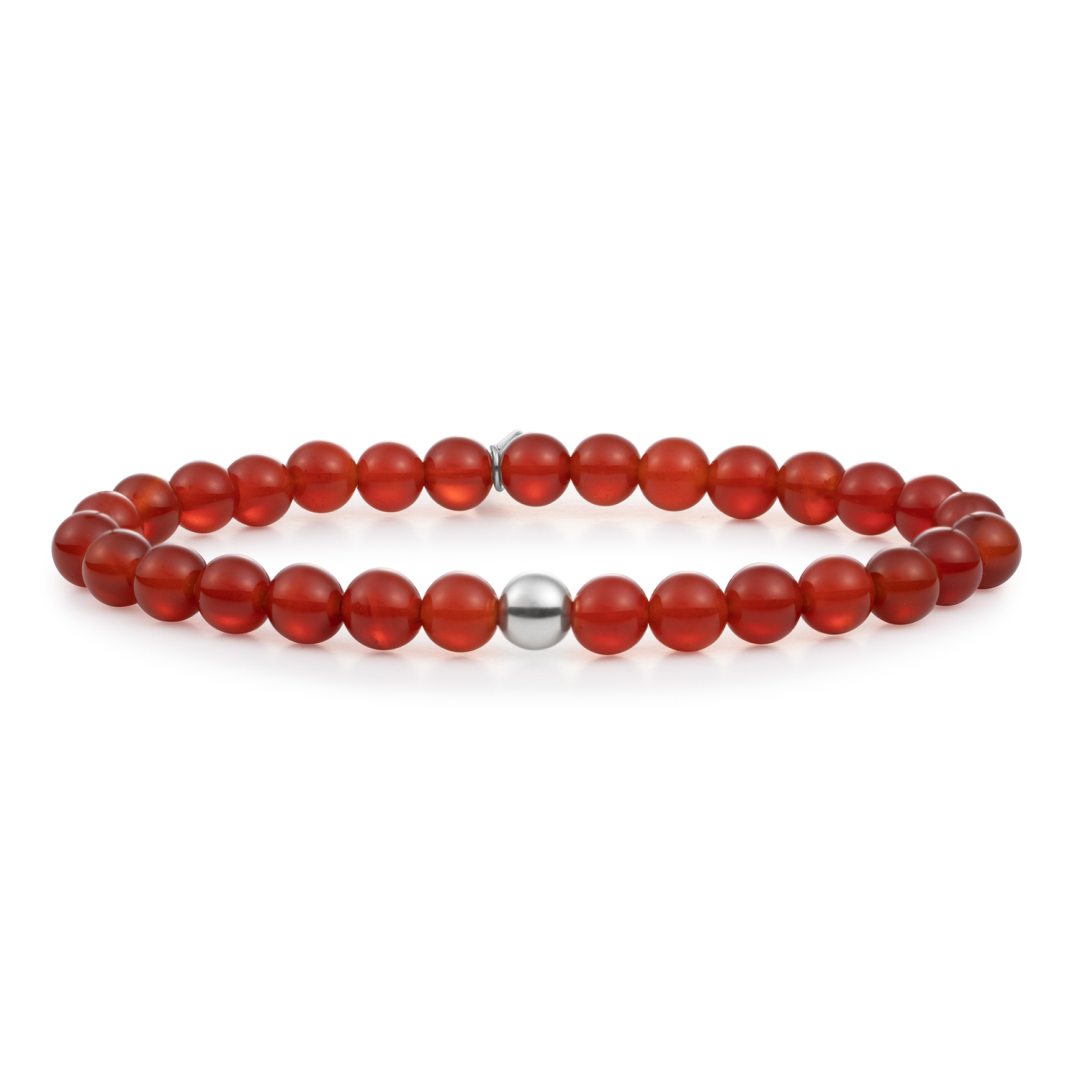 Bracelet - Red Agate Saturn large - Silver 6mm
