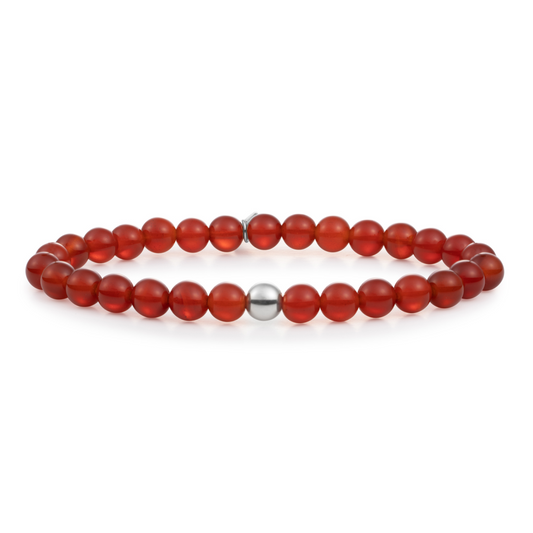 Bracelet - Red Agate Saturn large - Silver 6mm