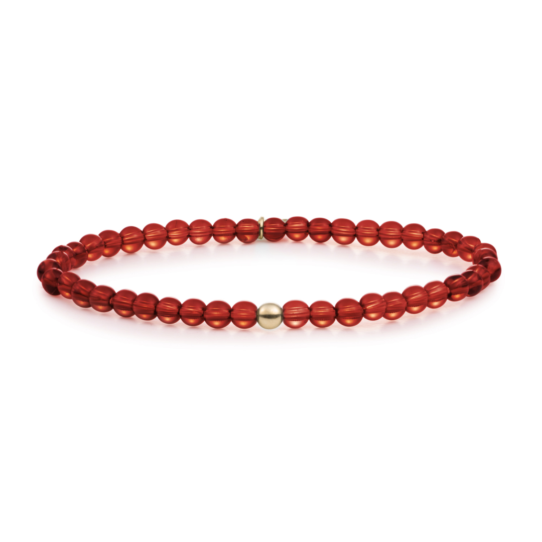 Bracelet - Red Agate Saturn small - Gold 4mm