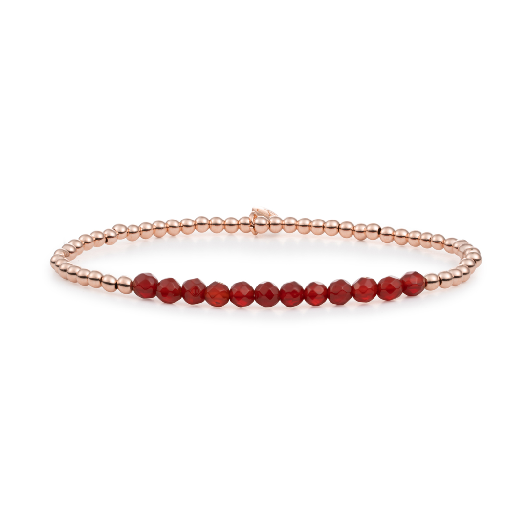 Bracelet - Red Agate Universe - Rose Gold 3mm