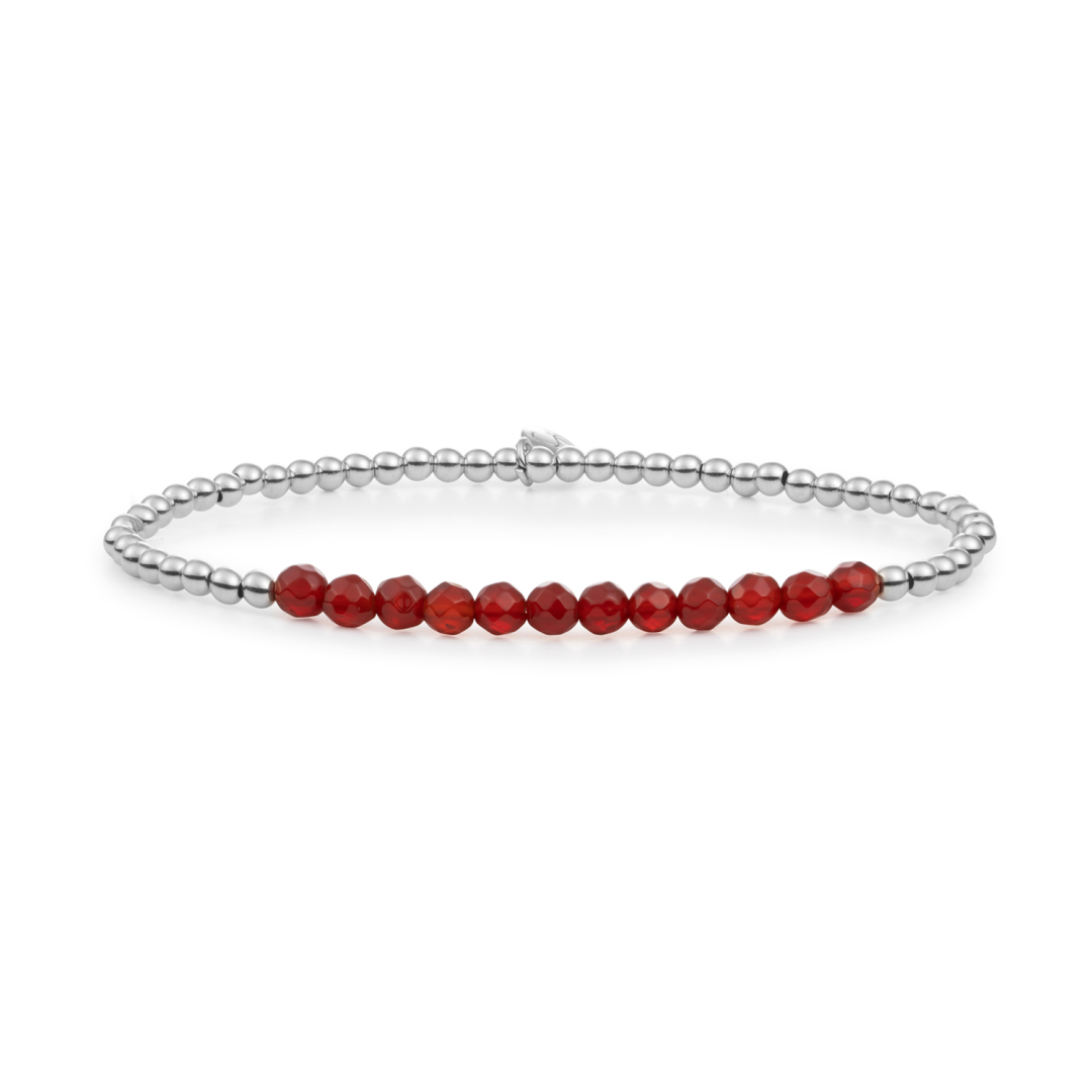 Bracelet - Red Agate Universe - Silver 3mm