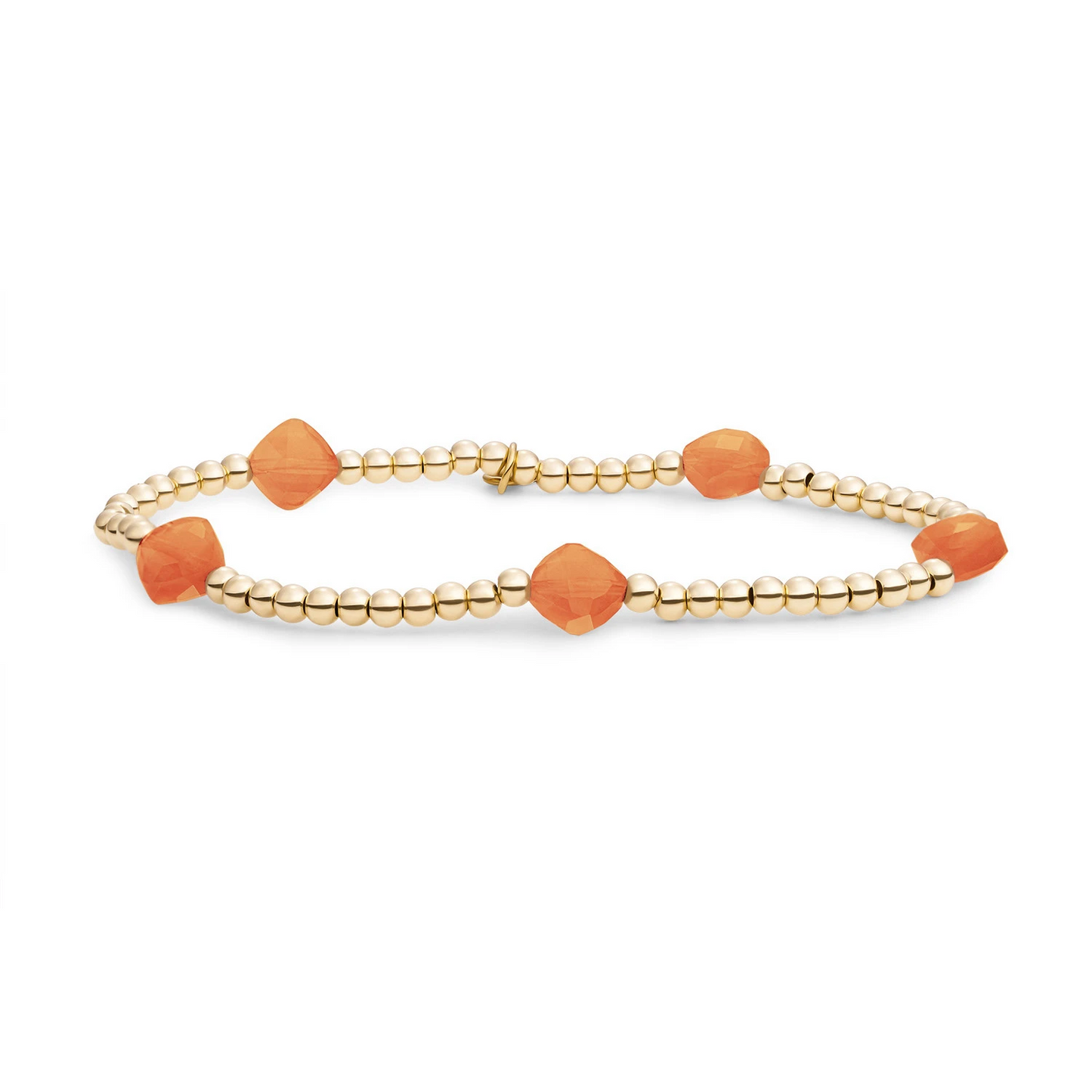 Bracelet | Red Aventurine Cushion Cut Beads - Gold