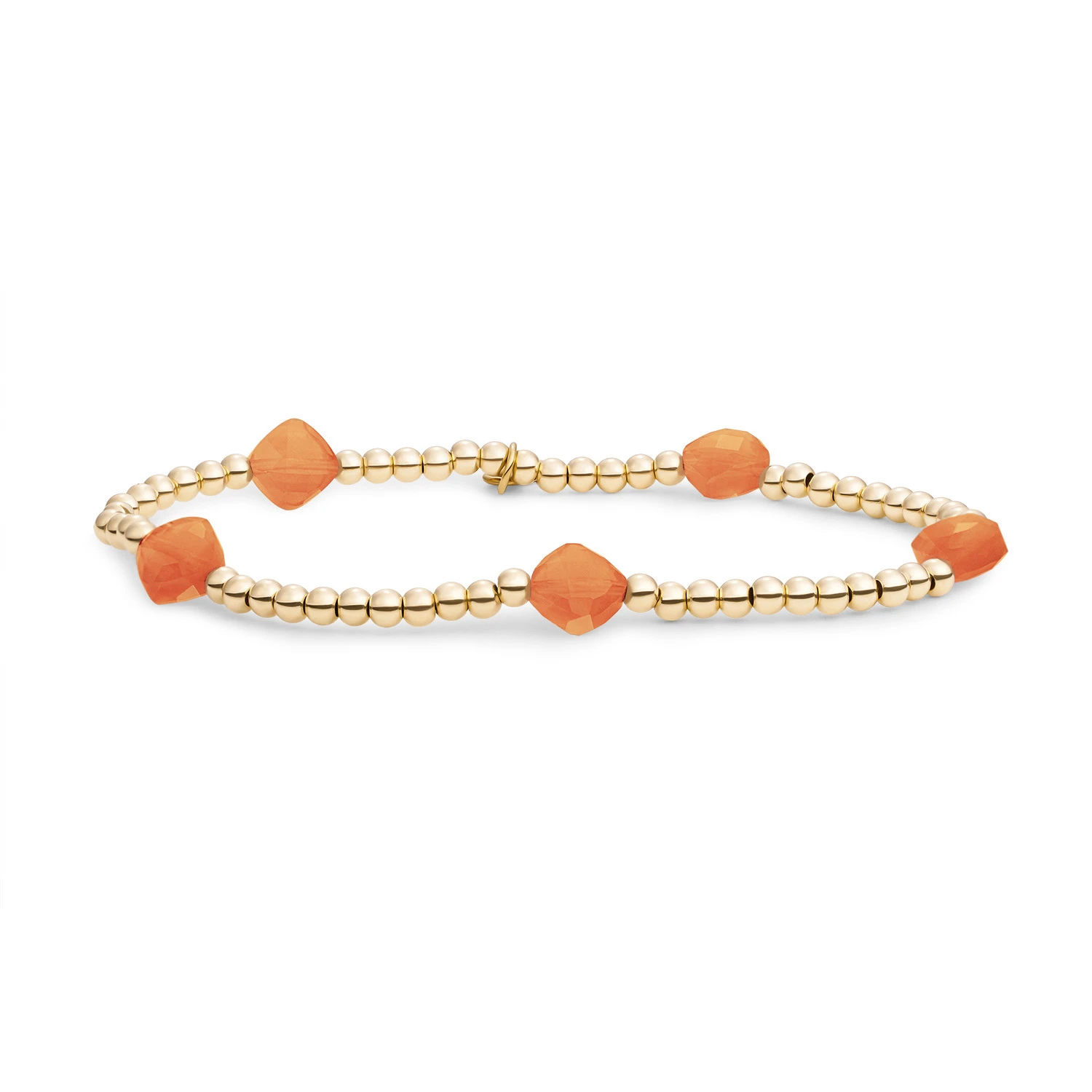 Bracelet | Red Aventurine Cushion Cut Beads - Gold