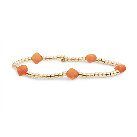 Bracelet | Red Aventurine Cushion Cut Beads - Gold