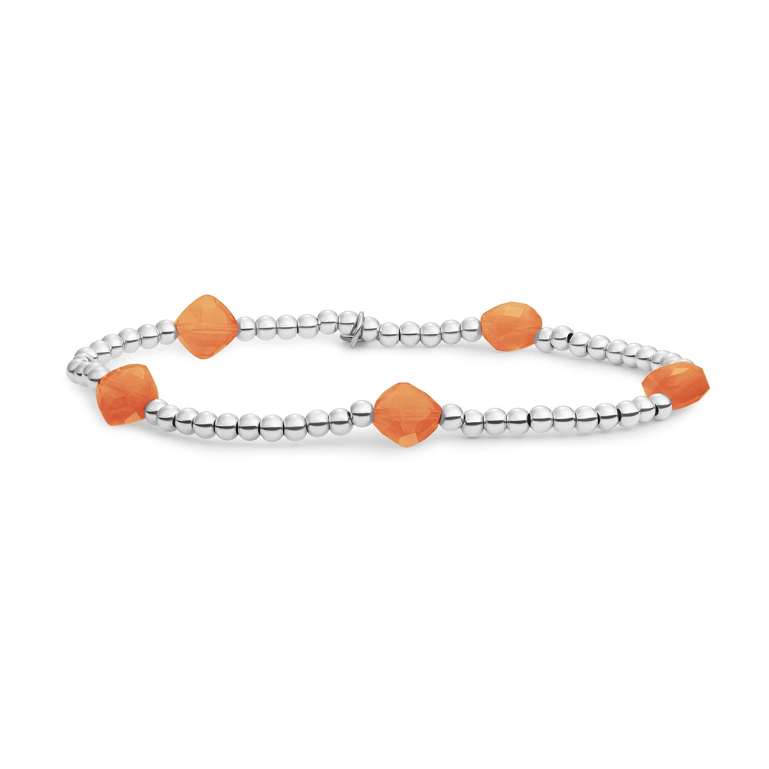 Bracelet | Red Aventurine Cushion Cut Beads - Silver