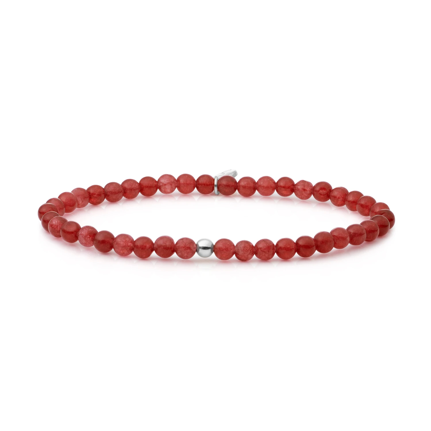 Bracelet | Red Coral Saturn small - Silver 4mm