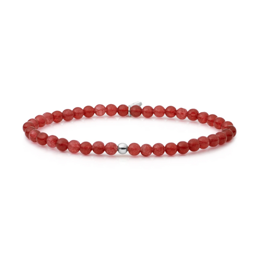 Bracelet | Red Coral Saturn small - Silver 4mm
