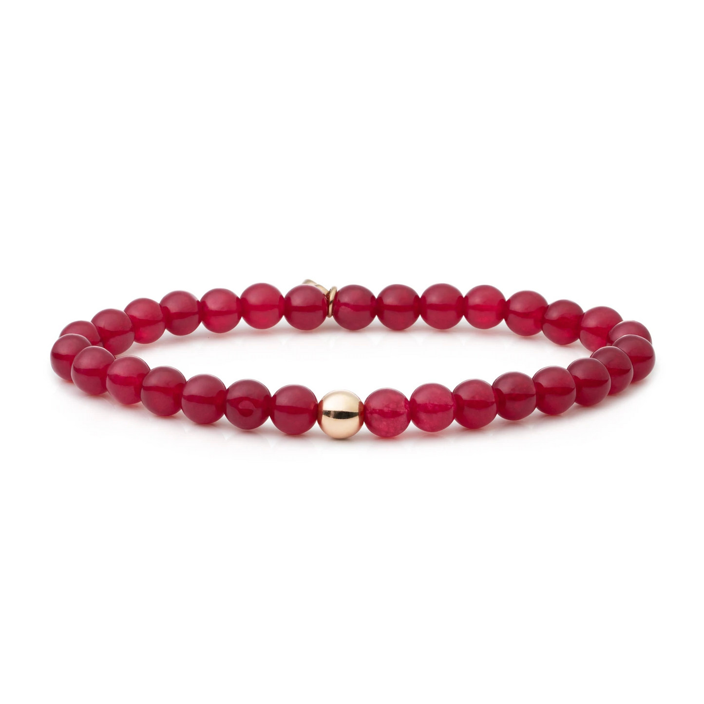 Bracelet | Red Jade Saturn large - Gold 6mm