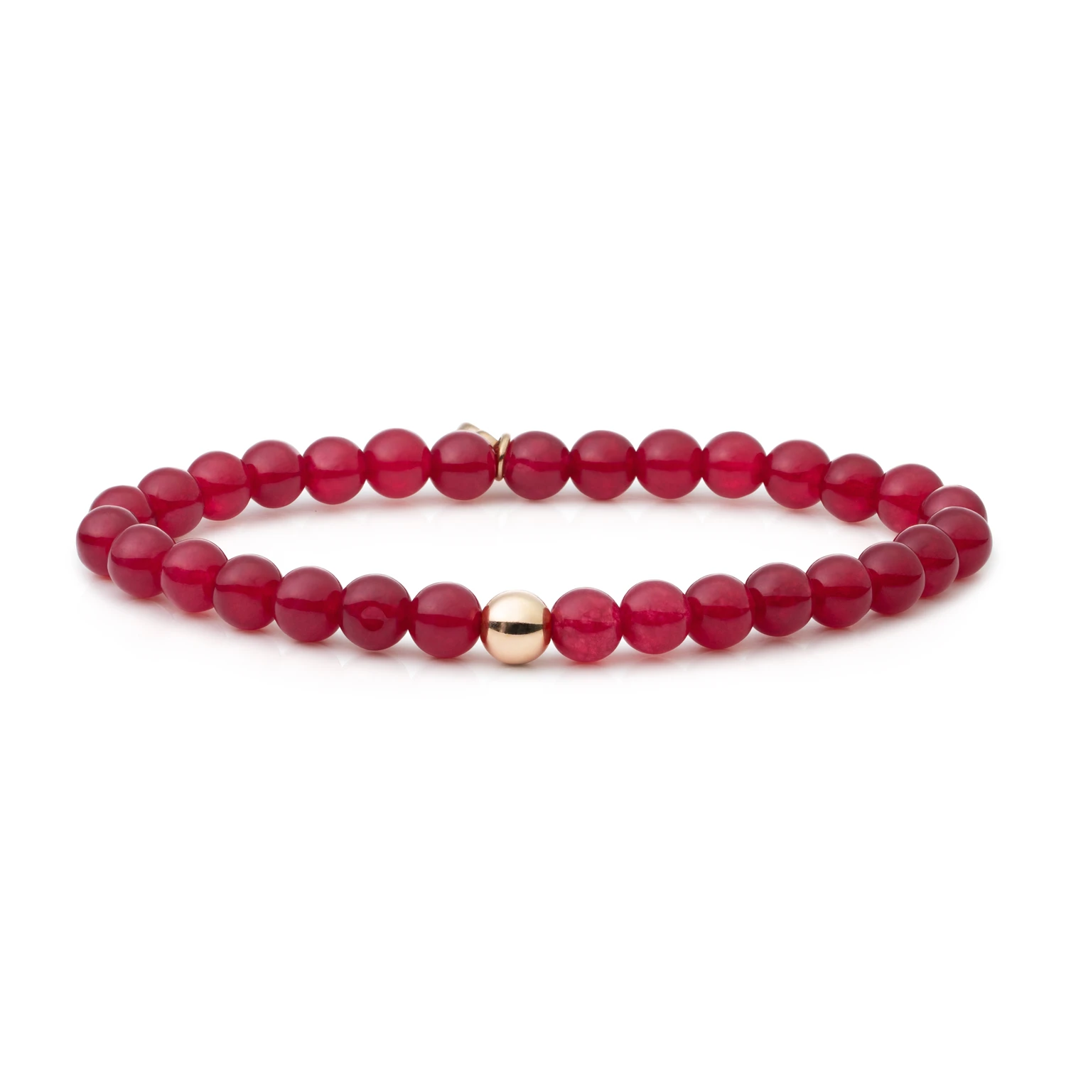 Bracelet | Red Jade Saturn large - Gold 6mm
