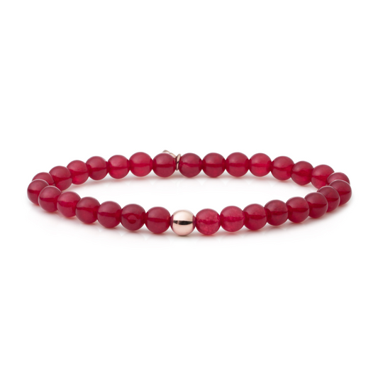 Bracelet | Red Jade Saturn large - Rose gold 6mm