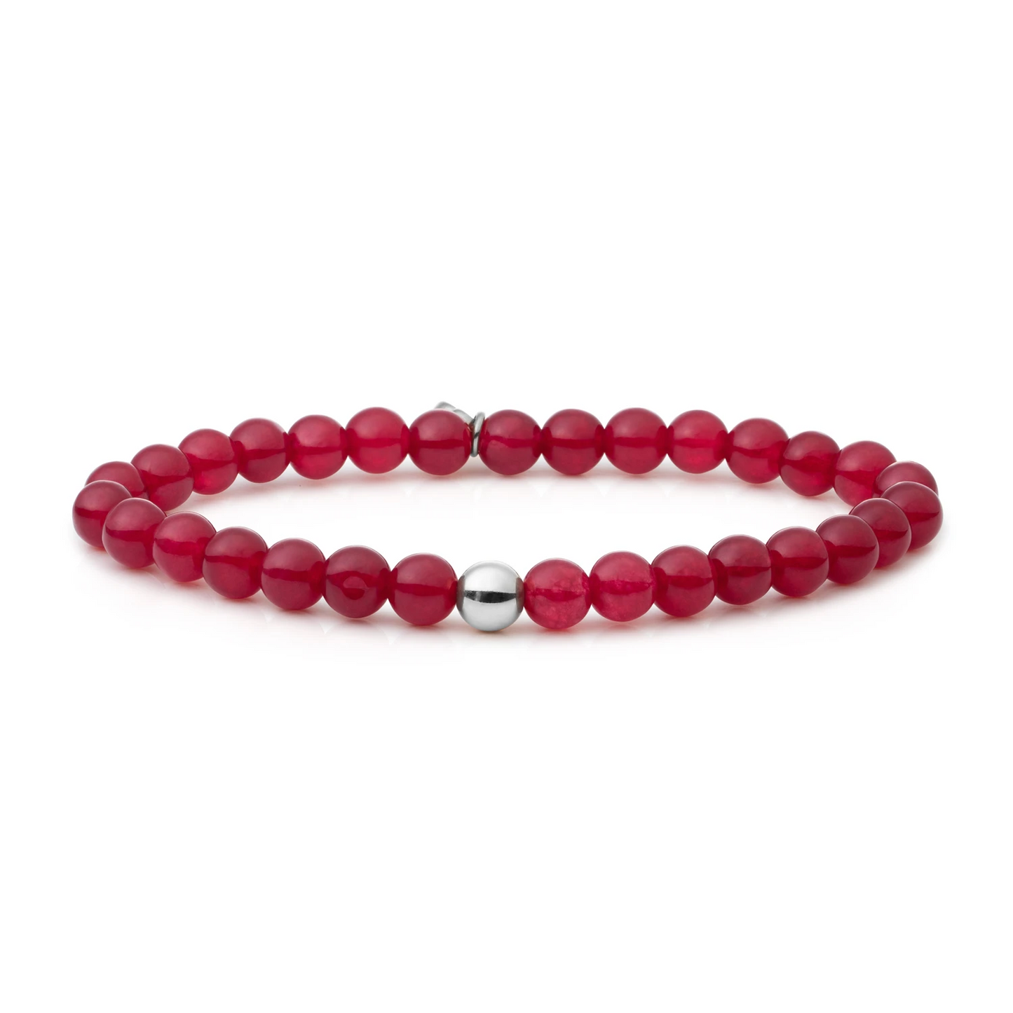 Bracelet | Red Jade Saturn large - Silver 6mm