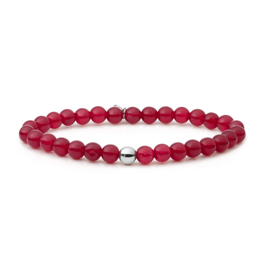 Bracelet | Red Jade Saturn large - Silver 6mm