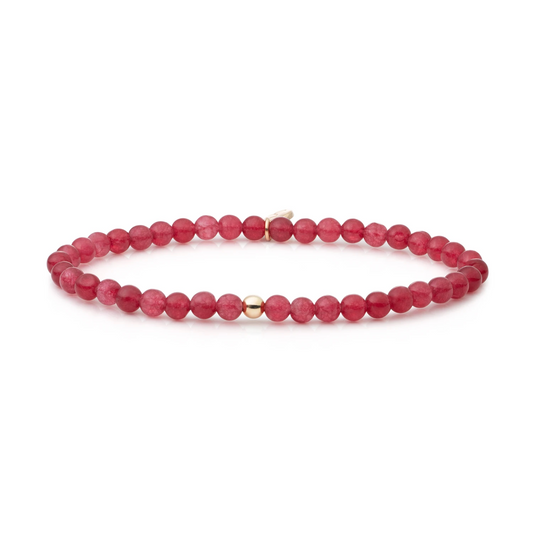Bracelet | Red Jade Saturn small - Gold 4mm