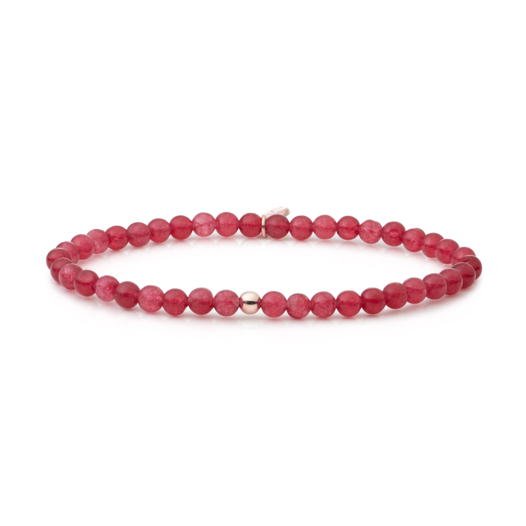 Bracelet | Red Jade Saturn small - Rose gold 4mm