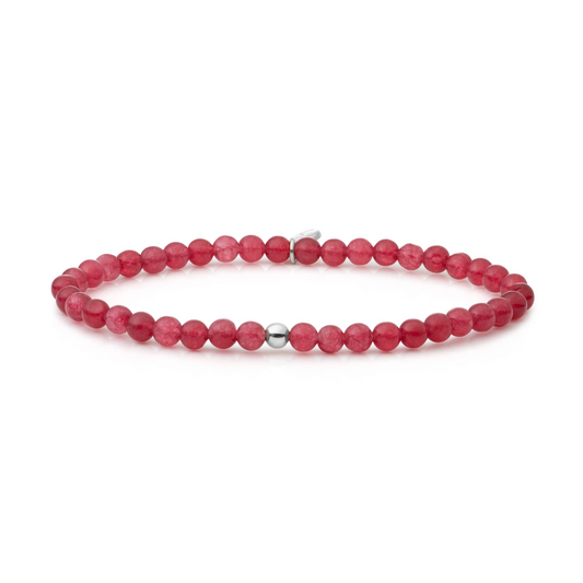 Bracelet | Red Jade Saturn small - Silver 4mm