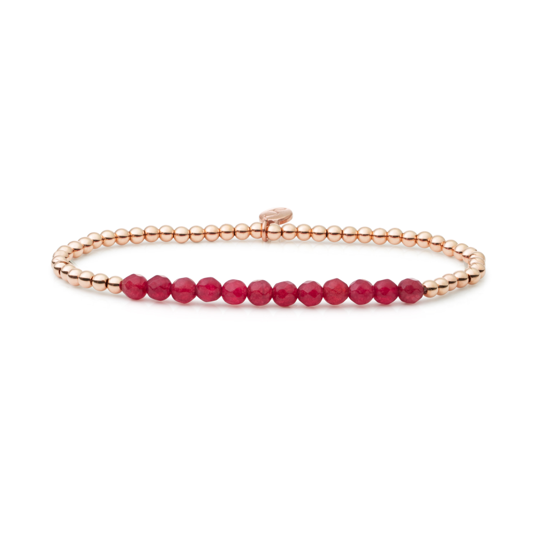 Bracelet - Red Jade Universe - Rose Gold 3mm