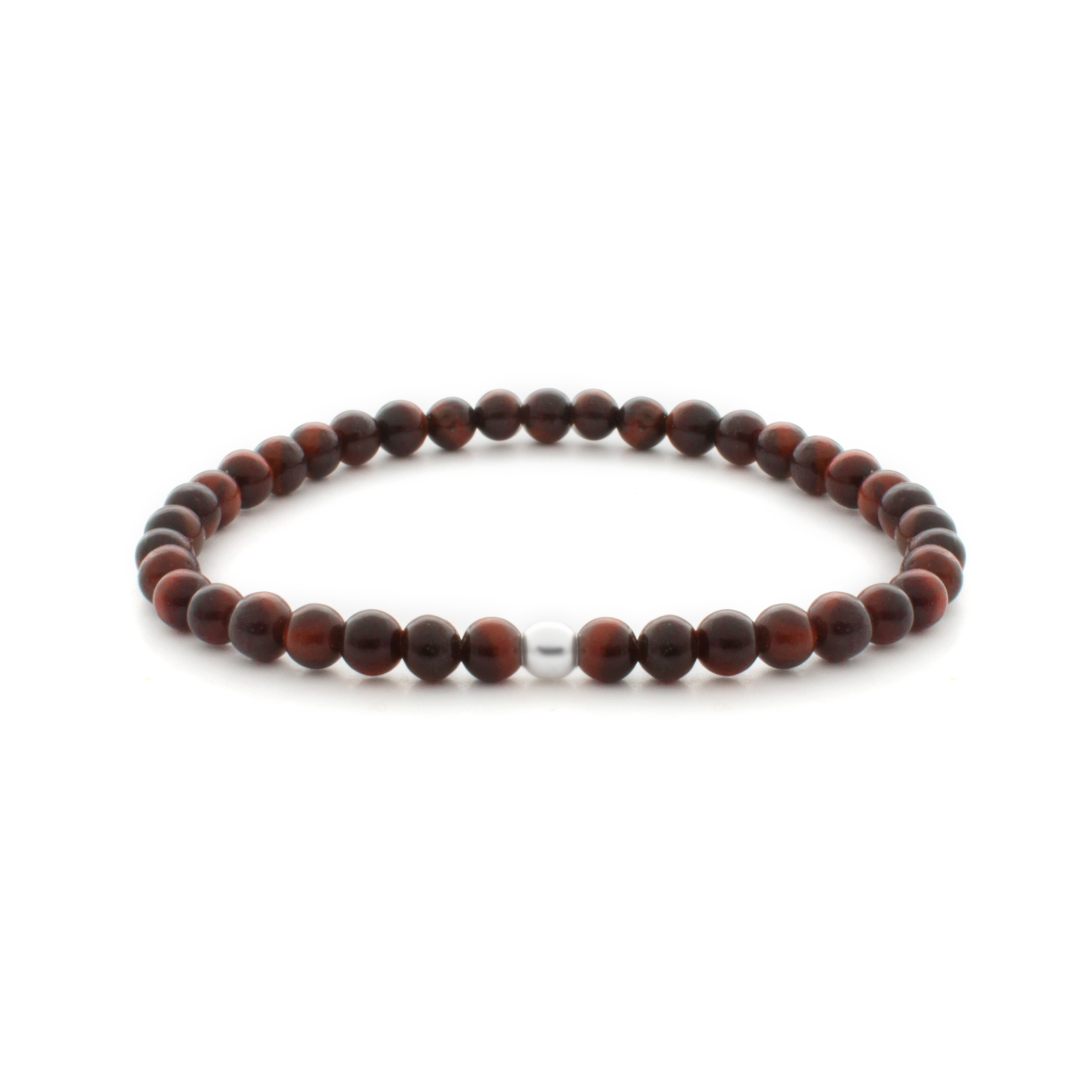 Bracelet - Red Tiger Eye Saturn small - Silver 4mm
