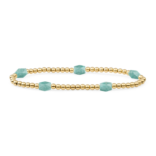 Bracelet | Rich Green Amazonite 3mm Reverse Edge Mix | gold plated
